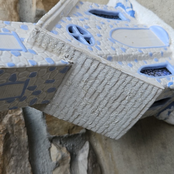 Ceramic Church White Blue Holiday Decor Light Cord Vintage Christmas Decoration - Picture 10 of 12